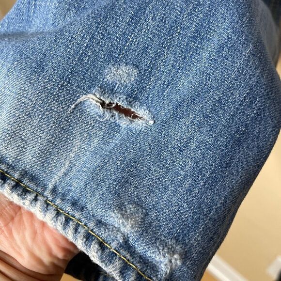 BOSS HUGO BOSS Jeans Mens Size 32 Straight Leg Light Wah Blue Distressed - Picture 12 of 14